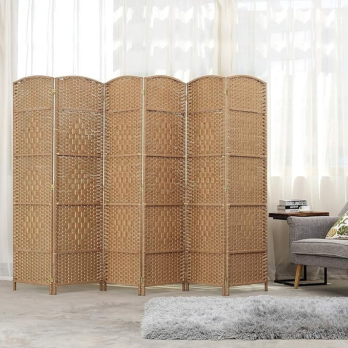 Natural Bamboo 6 Panel Folding Room Divider – Freestanding Privacy Screen