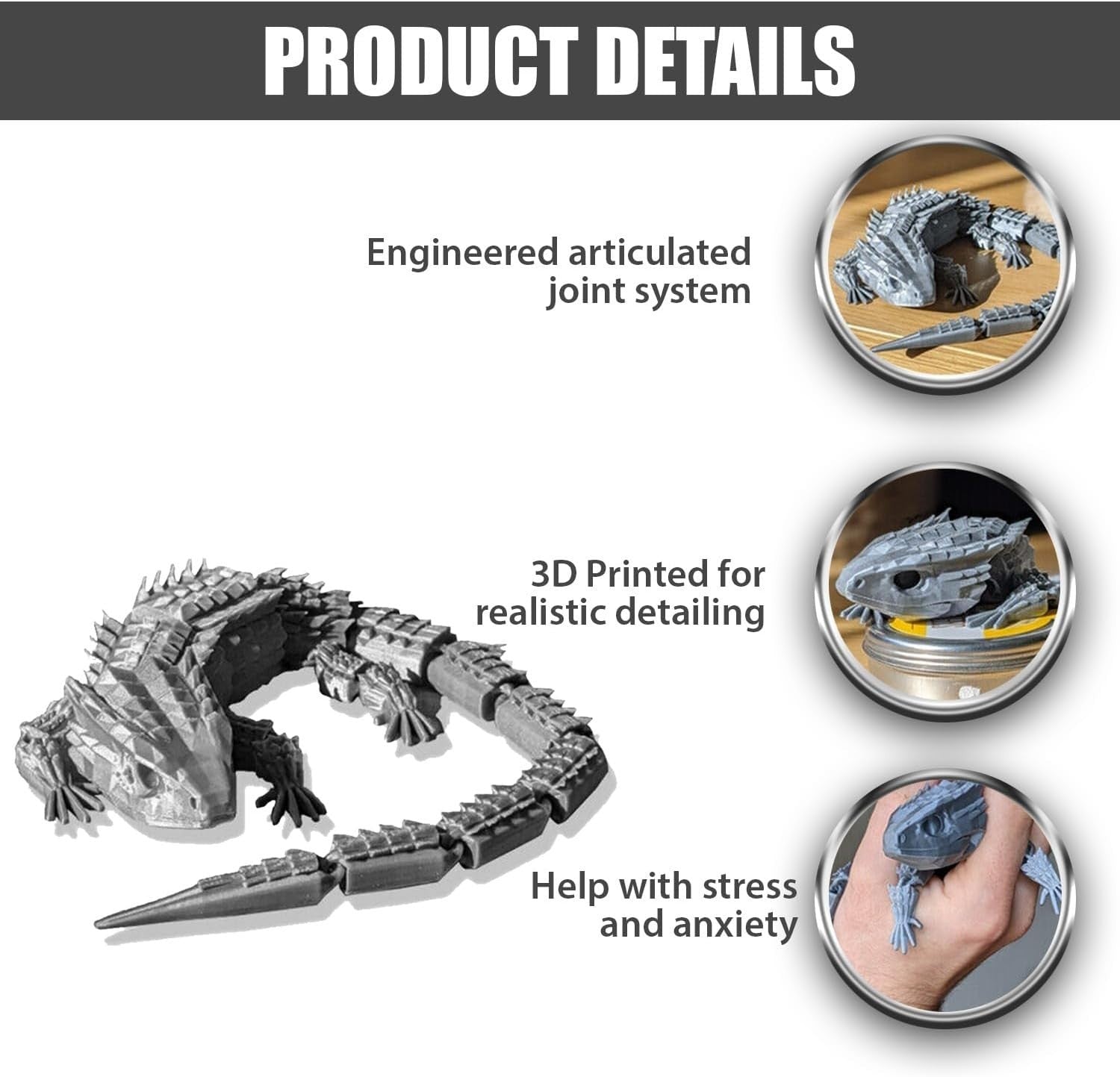 Large Articulated Lizard Fidget Sensory Stress Relief Desk Toy