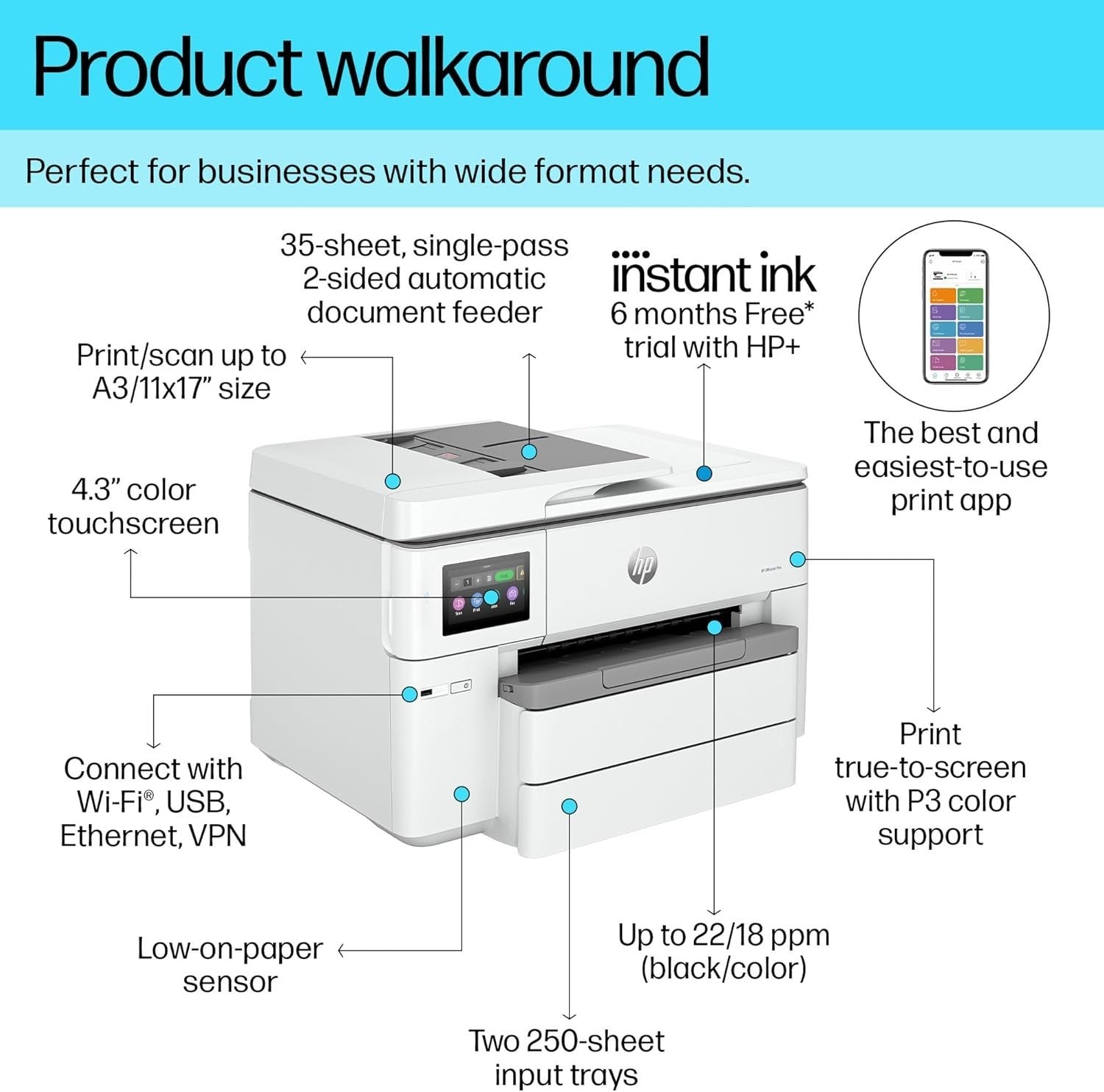 Grey White A3 Colour Inkjet All In One Printer WiFi Duplex ADF WideFormat