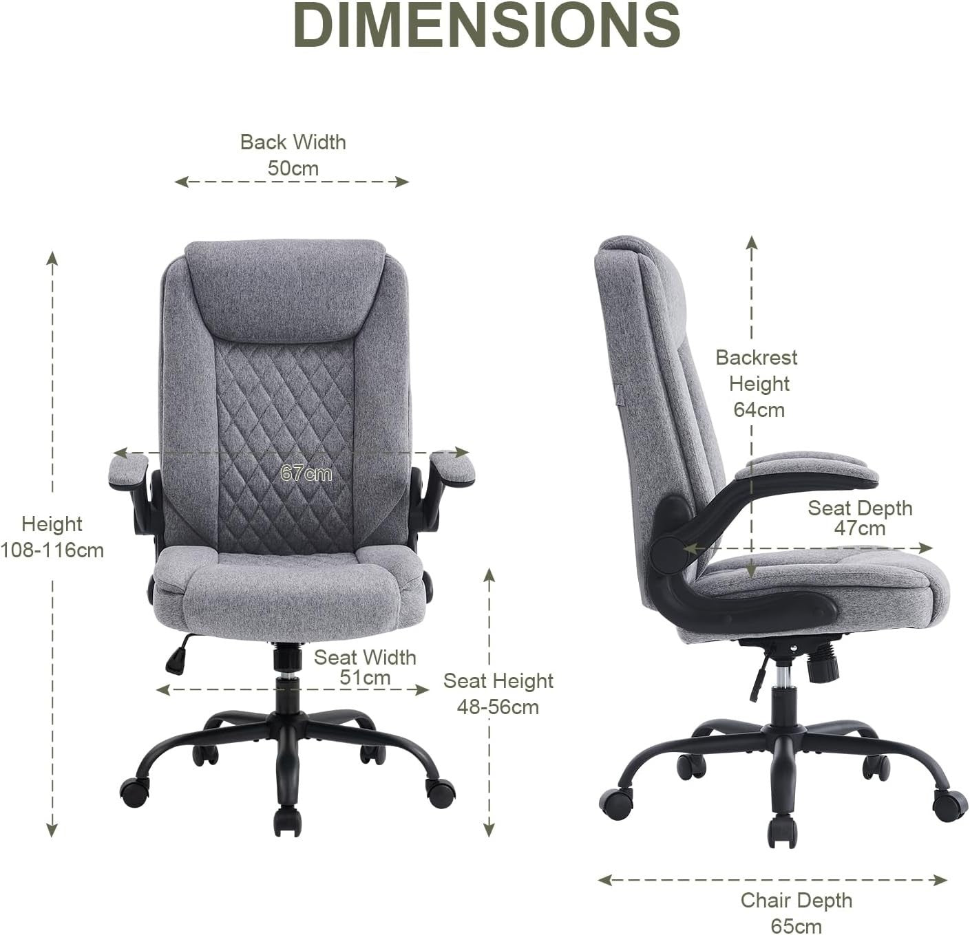 Ergonomic Office Chair Grey Desk Swivel Seat Adjustable Height Lumbar 150KG Max
