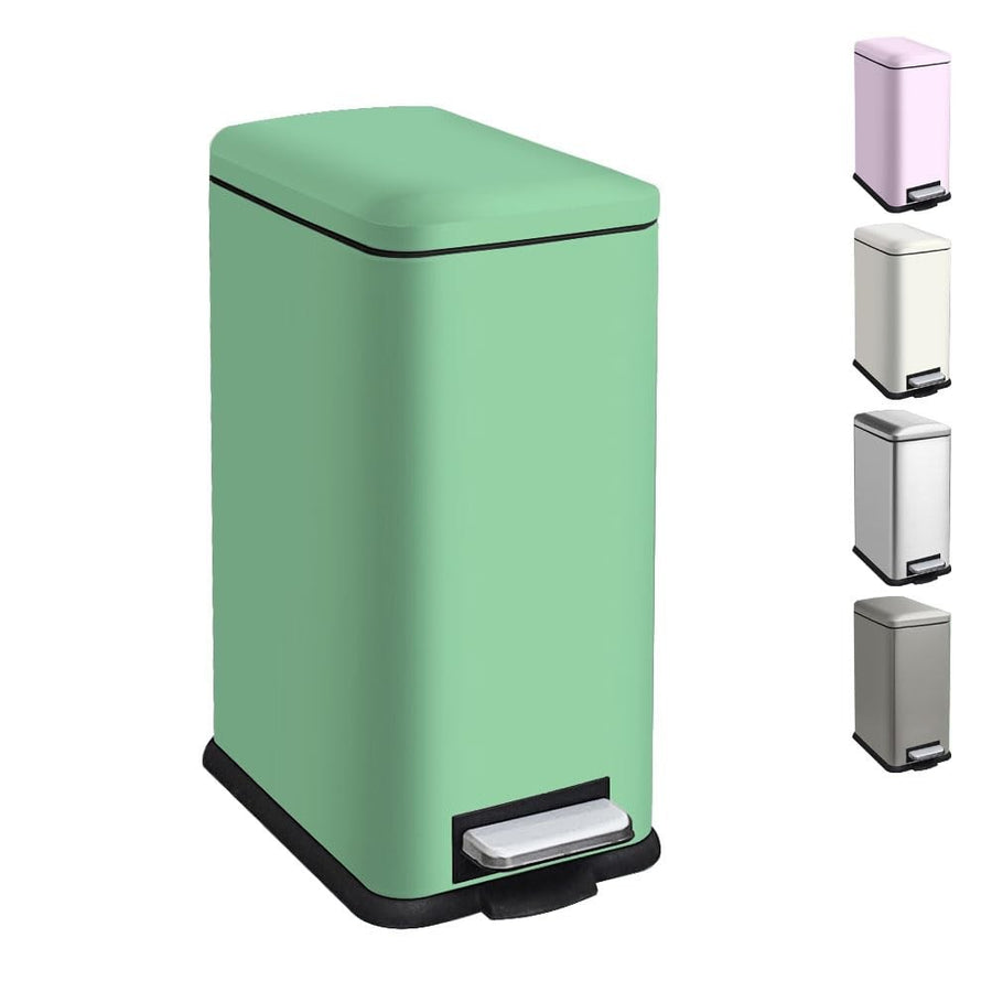 17L Kitchen Pedal Bin Soft Close Stainless Steel Green