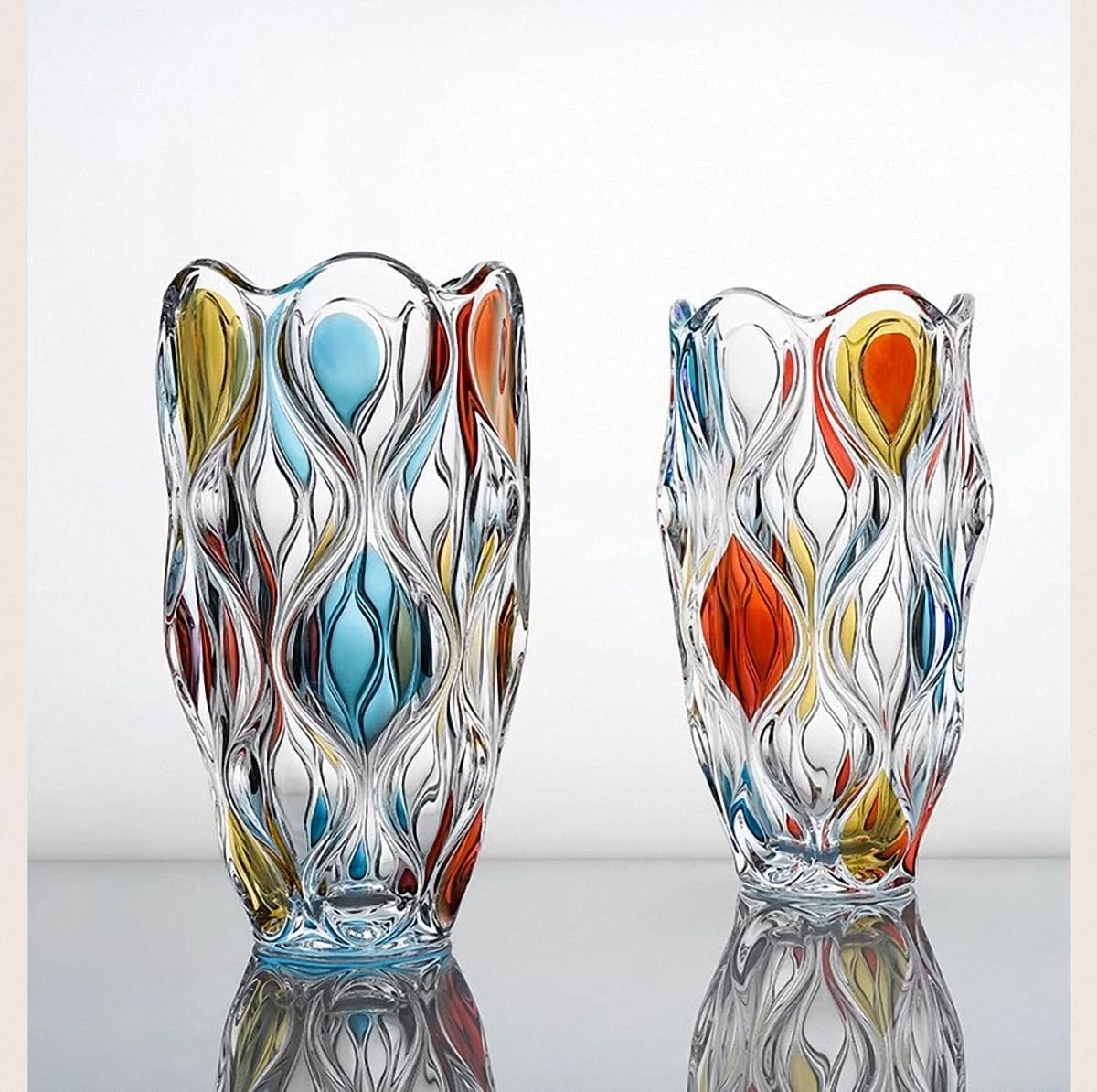 Colorful Hand Painted Glass Vase Tall Luxury Flower Vase Modern Home Decor
