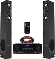 Bluetooth Tower Speaker System 500W Amplifier Karaoke USB MP3 Home HiFi Audio