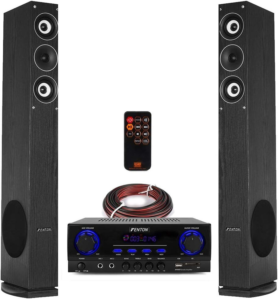 Bluetooth Tower Speaker System 500W Amplifier Karaoke USB MP3 Home HiFi Audio