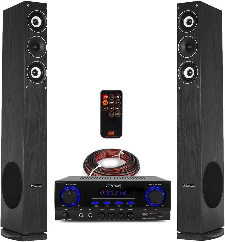 Bluetooth Tower Speaker System 500W Amplifier Karaoke USB MP3 Home HiFi Audio