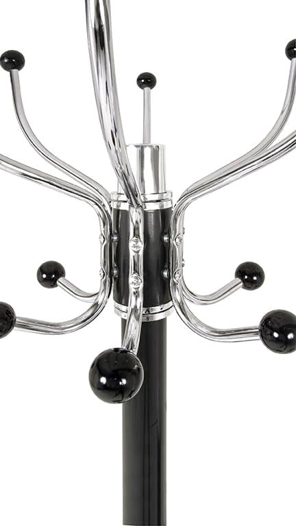 Modern Black Chrome Coat Rack Marble Base Metal Hall Tree Stand Organizer