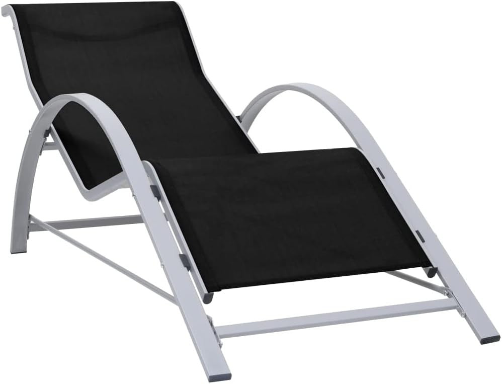 Outdoor Sun Lounger Set of 2 w/ Table – Reclining Garden Chairs Tanning Bed