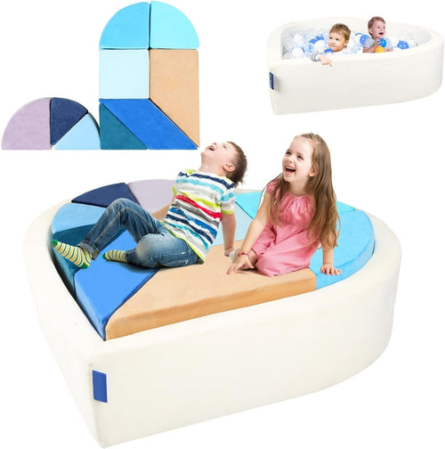 Kids Heart-Shaped Play Sofa with Ball Pit – Modular Puzzle Couch for Fun & Learn