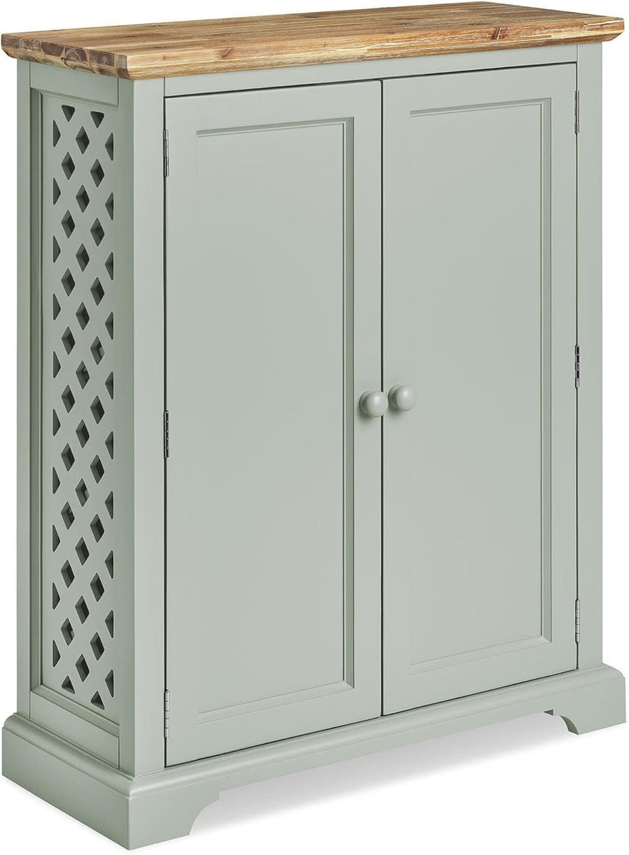 Sage Green Wooden Shoe Cabinet with Adjustable Shelves & Airflow Doors