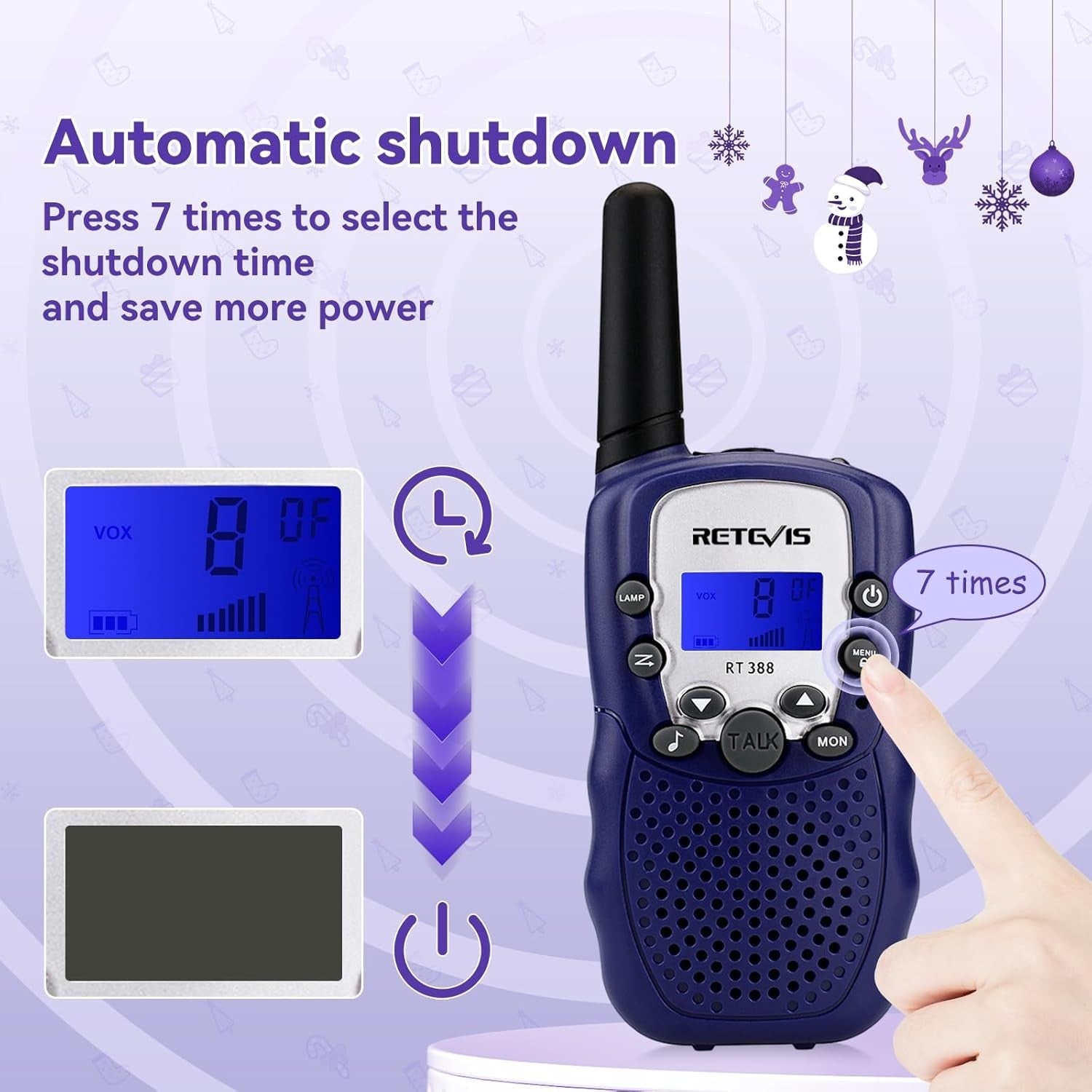 Kids Walkie Talkies VOX Flashlight 8 Channel Long Range Toy 1 Pair