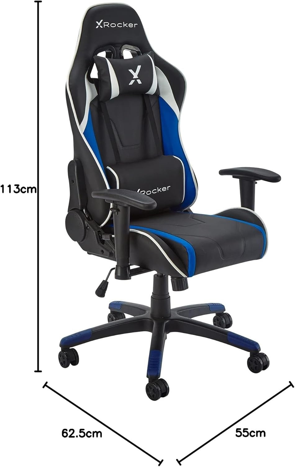 Kids Gaming Chair High Back eSports Faux Leather Blue/Black