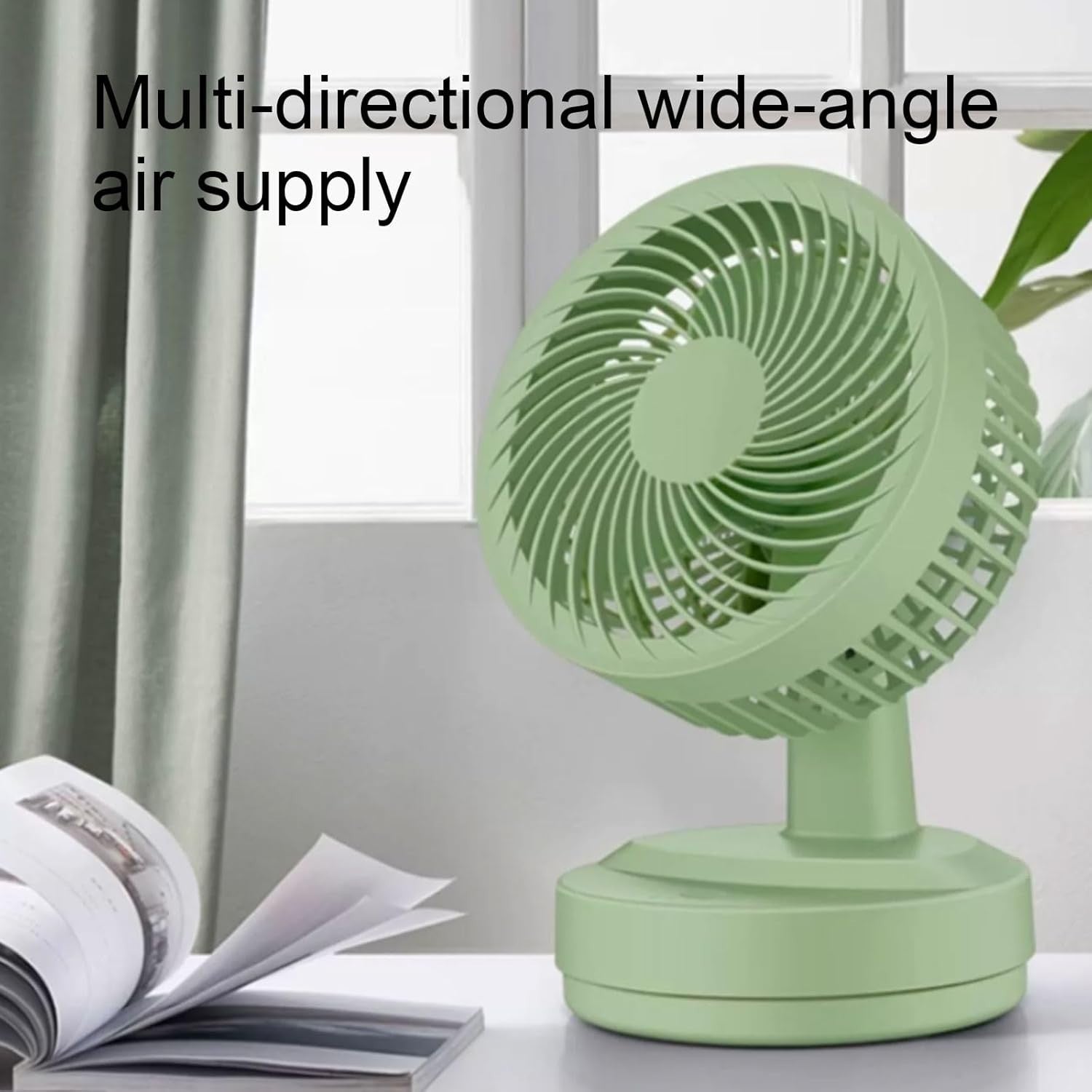 White Compact Desktop Fan – Silent 3-Speed Oscillating Mini Table Cooling Fan