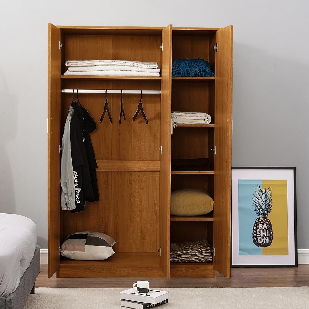 3 Door Wardrobe with Hanging Rail & 6 Shelves | Spacious Bedroom Storage