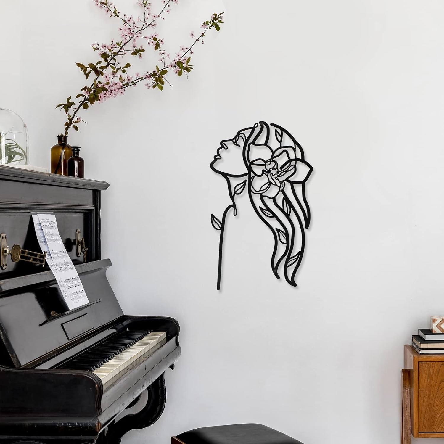 3pc Metal Woman Line Wall Art Minimalist Black Abstract Decor