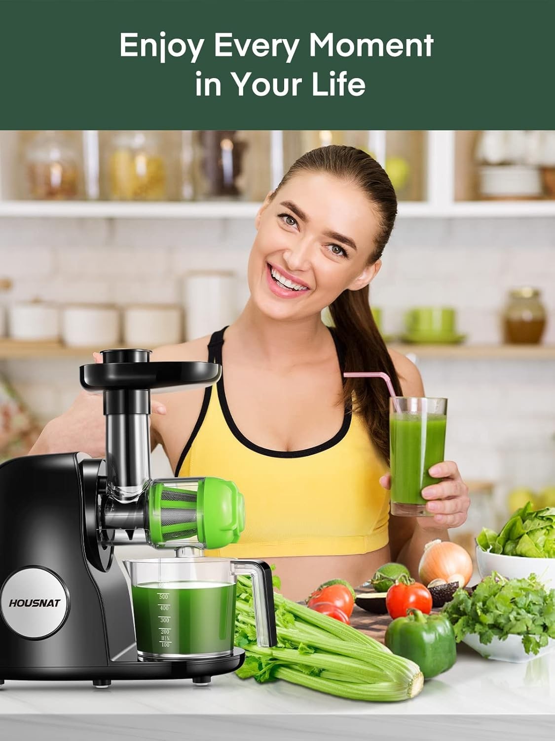 Cold Press Juicer Slow Masticating High Yield Quiet Motor Easy Clean