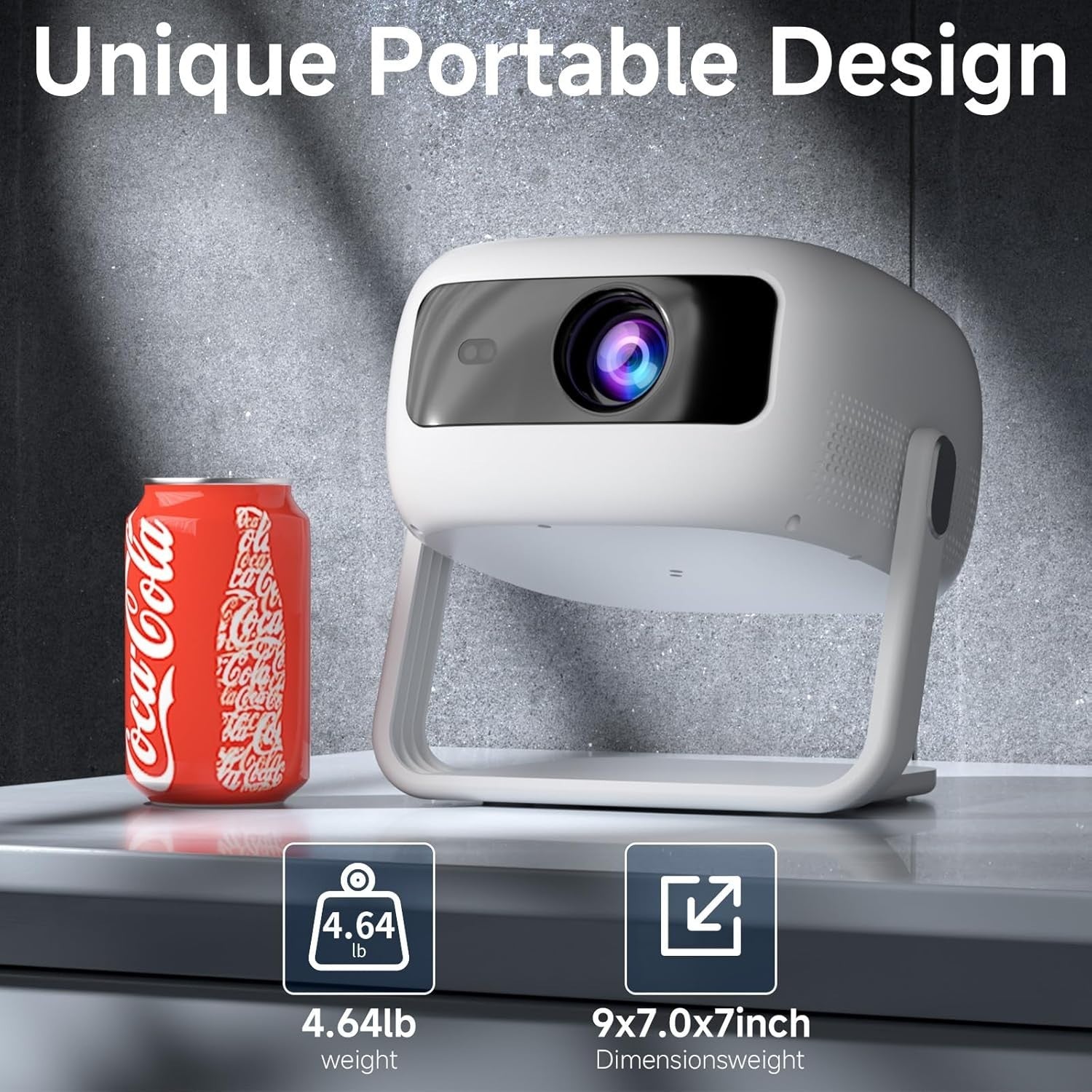 1080P Mini Projector WiFi 6 Bluetooth 360° Stand Auto Keystone 4K Support