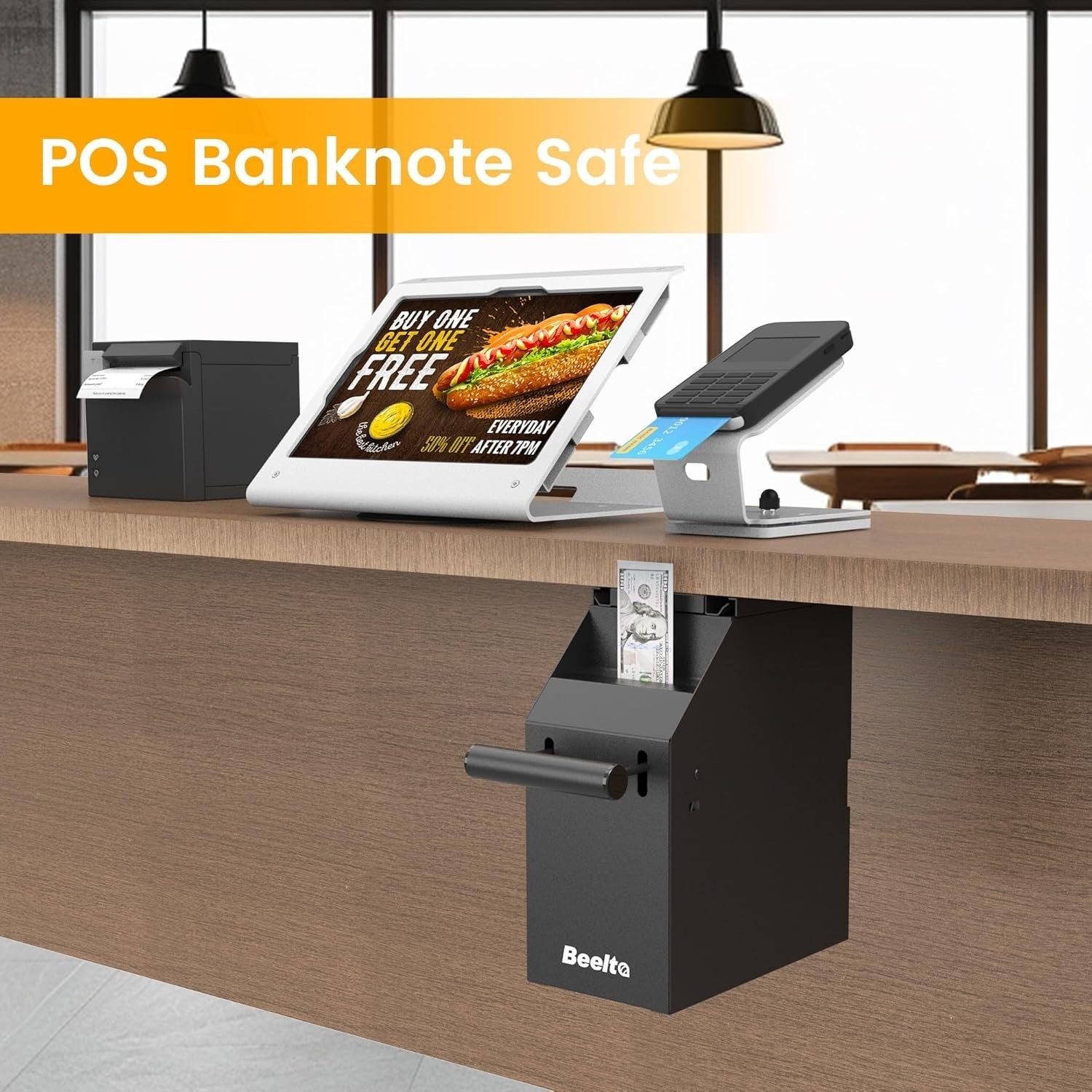 Under Counter Cash Safe Deposit Box Key Lock 400 Note Capacity