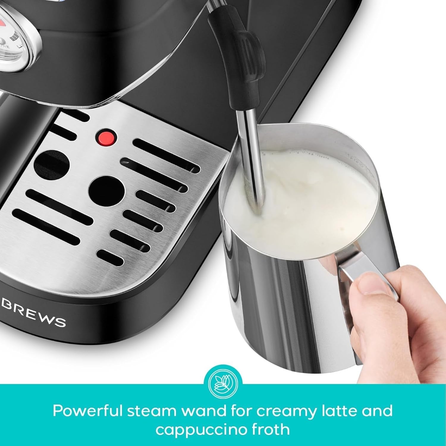 20 Bar Espresso Coffee Machine with Milk Frother 1L Stainless Steel Barista