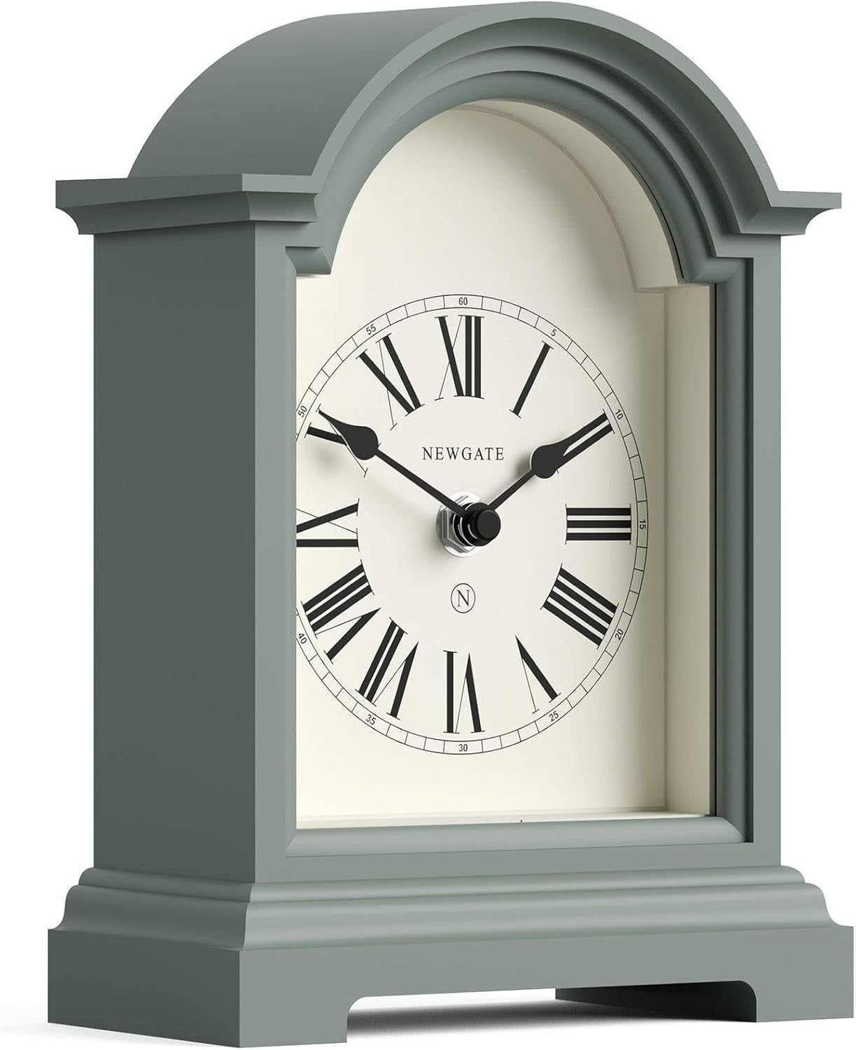 Mantel Clock Classic Arch Roman Numerals Silent Desk Shelf Asparagus Green