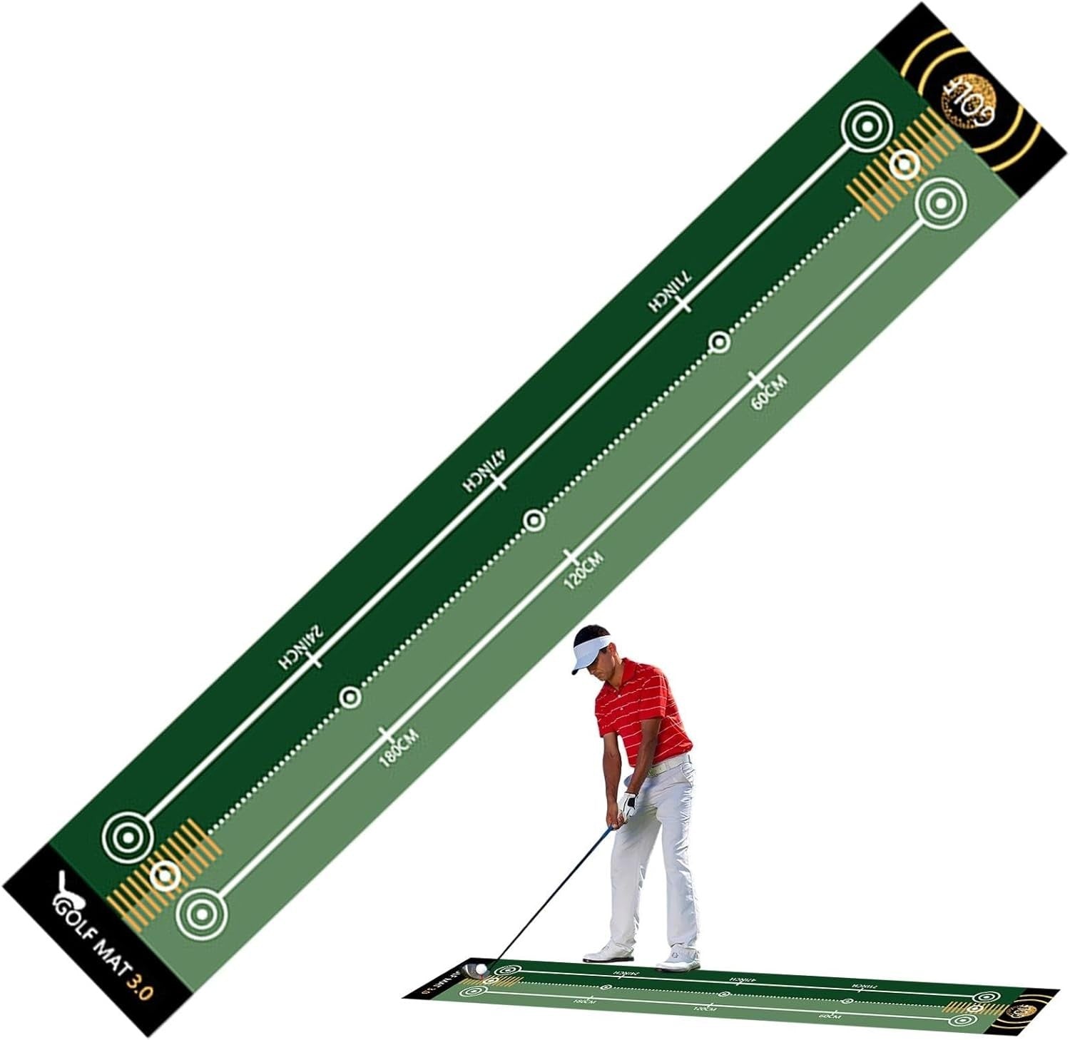Golf Putting Mat 32” Indoor Practice Training Green with Alignment Lines
