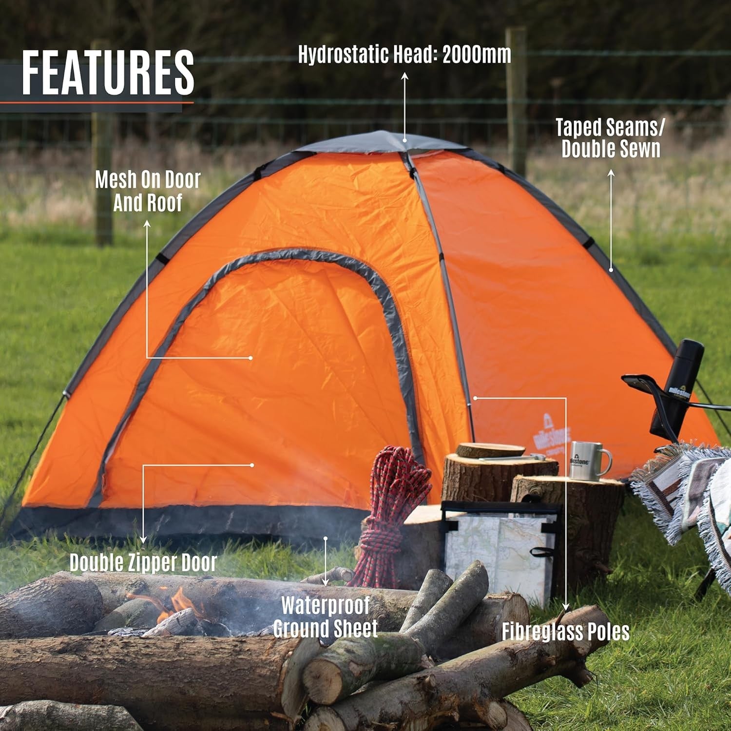 2 Person Camping Tent Waterproof Lightweight Festival Dome