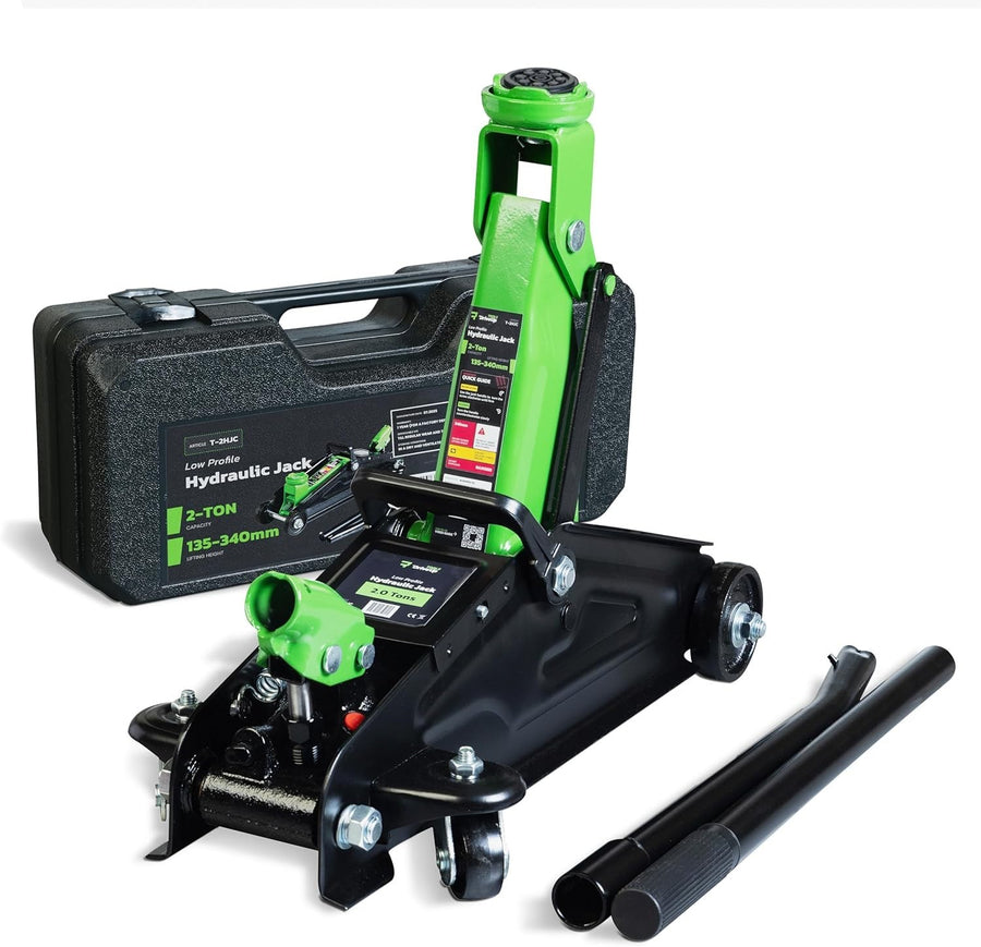 2 Ton Hydraulic Trolley Jack 4400lbs Car SUV Lift 5.3–13.4" w/ Carry Case