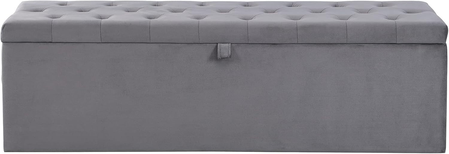 Large Velvet Storage Ottoman Bench with Cushion – Bedroom Hallway Footstool