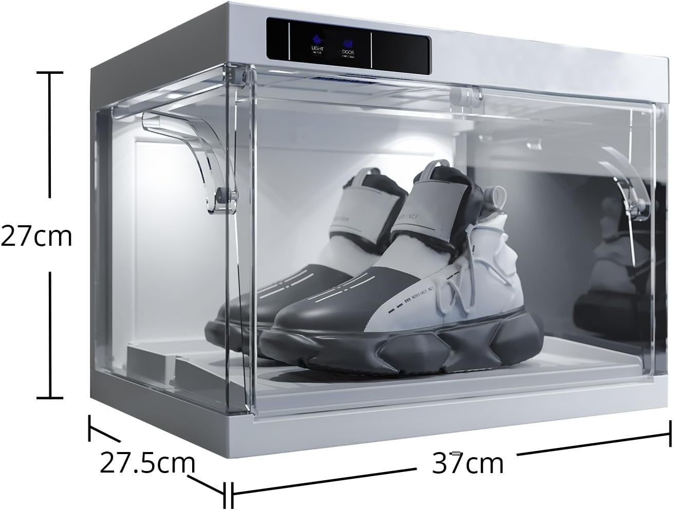 Smart LED Sneaker Display Box Stackable Clear Shoe Storage Case Auto Open