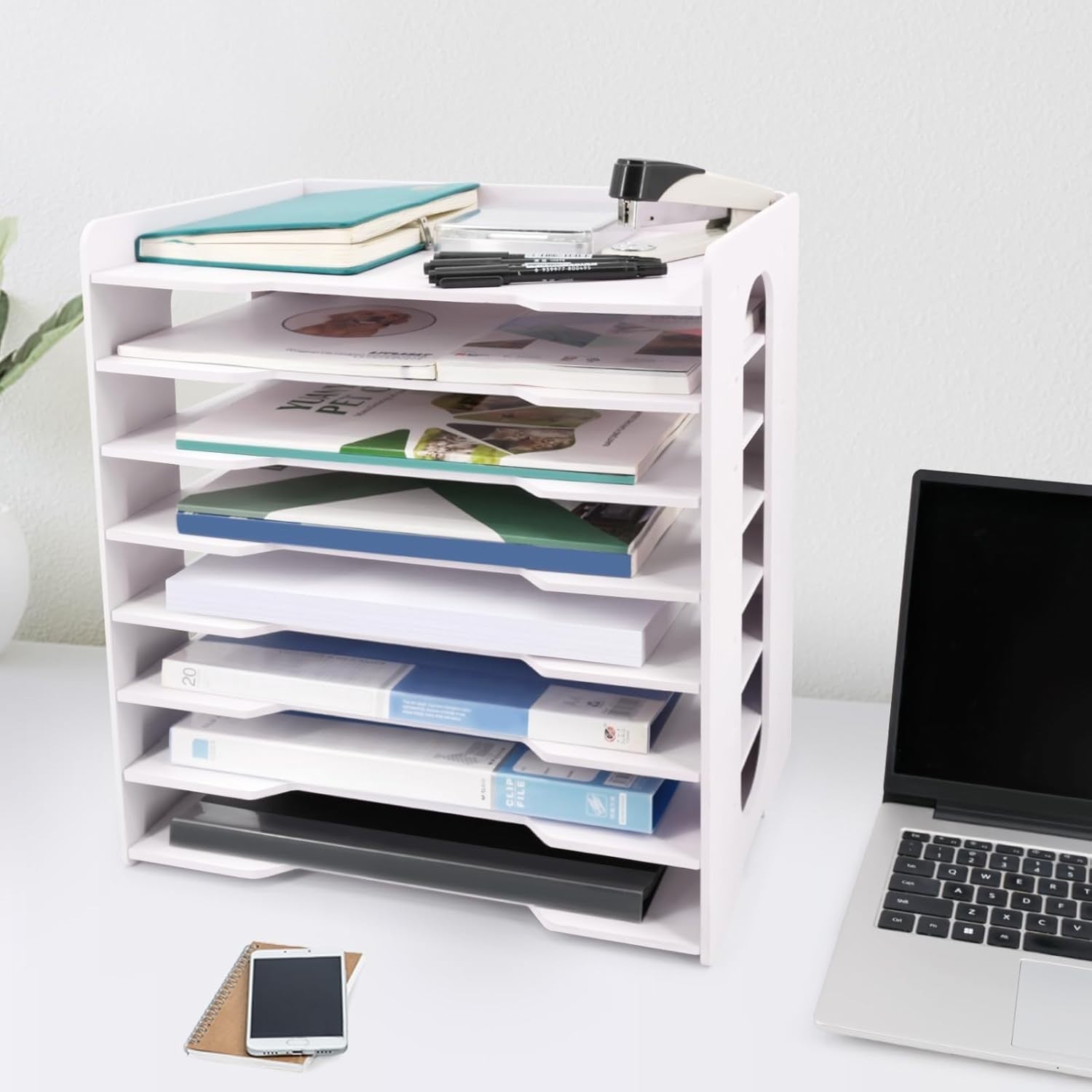 Large 8-Tier Desk Paper Organizer – Legal Size File Sorter & Mail Tray