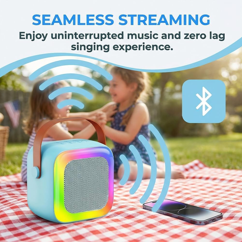 Mini Karaoke Machine Bluetooth Speaker with Mic LED Party