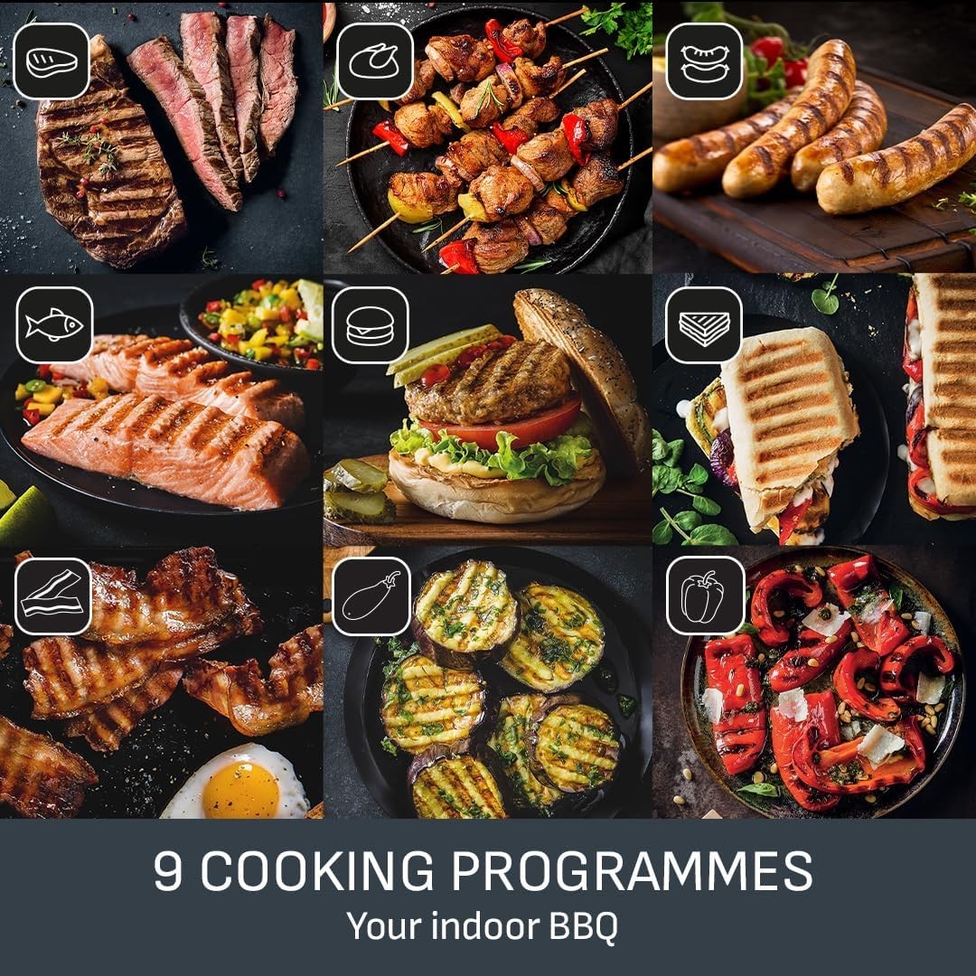 XL Electric Grill 36.5x44.5x17.5cm Non-Stick Smart Cooking 9 Programs
