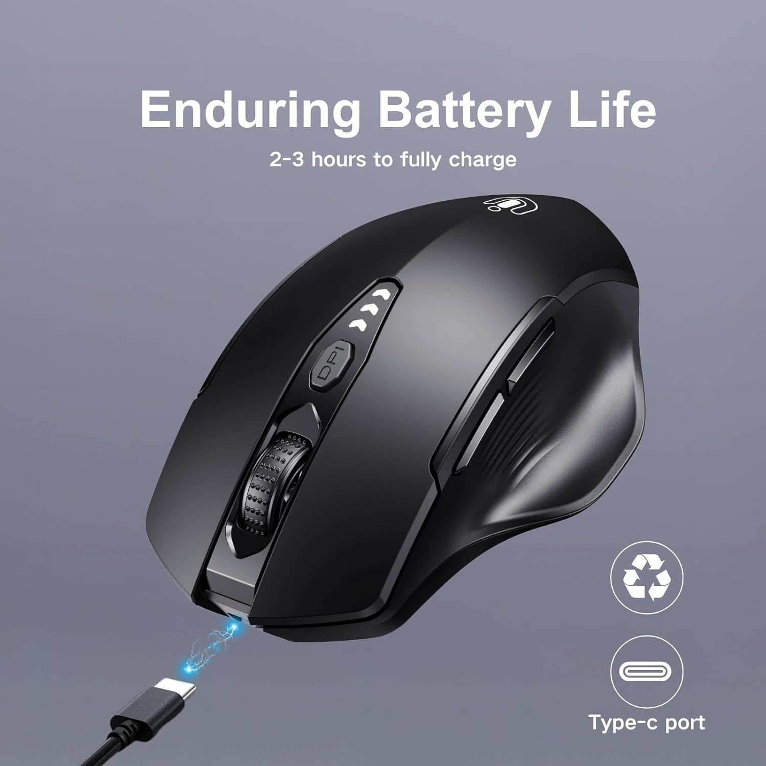 Tri-Mode Bluetooth Wireless Mouse Rechargeable Silent Ergonomic Multi-Device PC