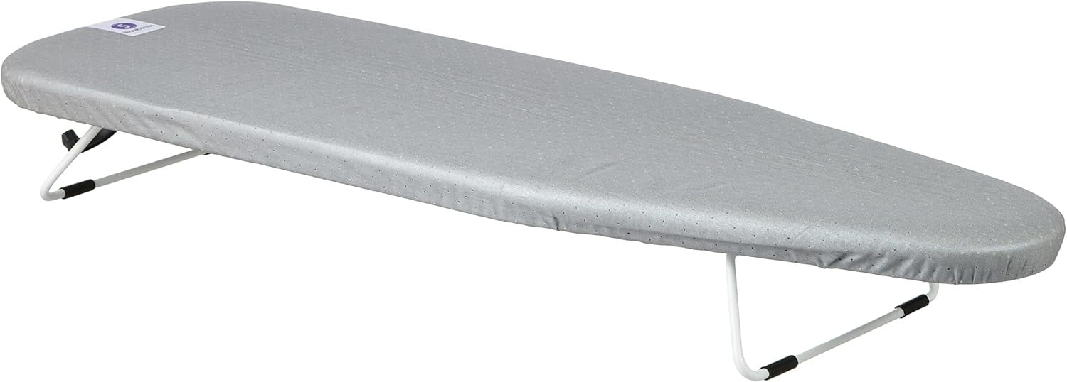 Tabletop Ironing Board 95x30cm Foldable Metalised Steam Ready Compact