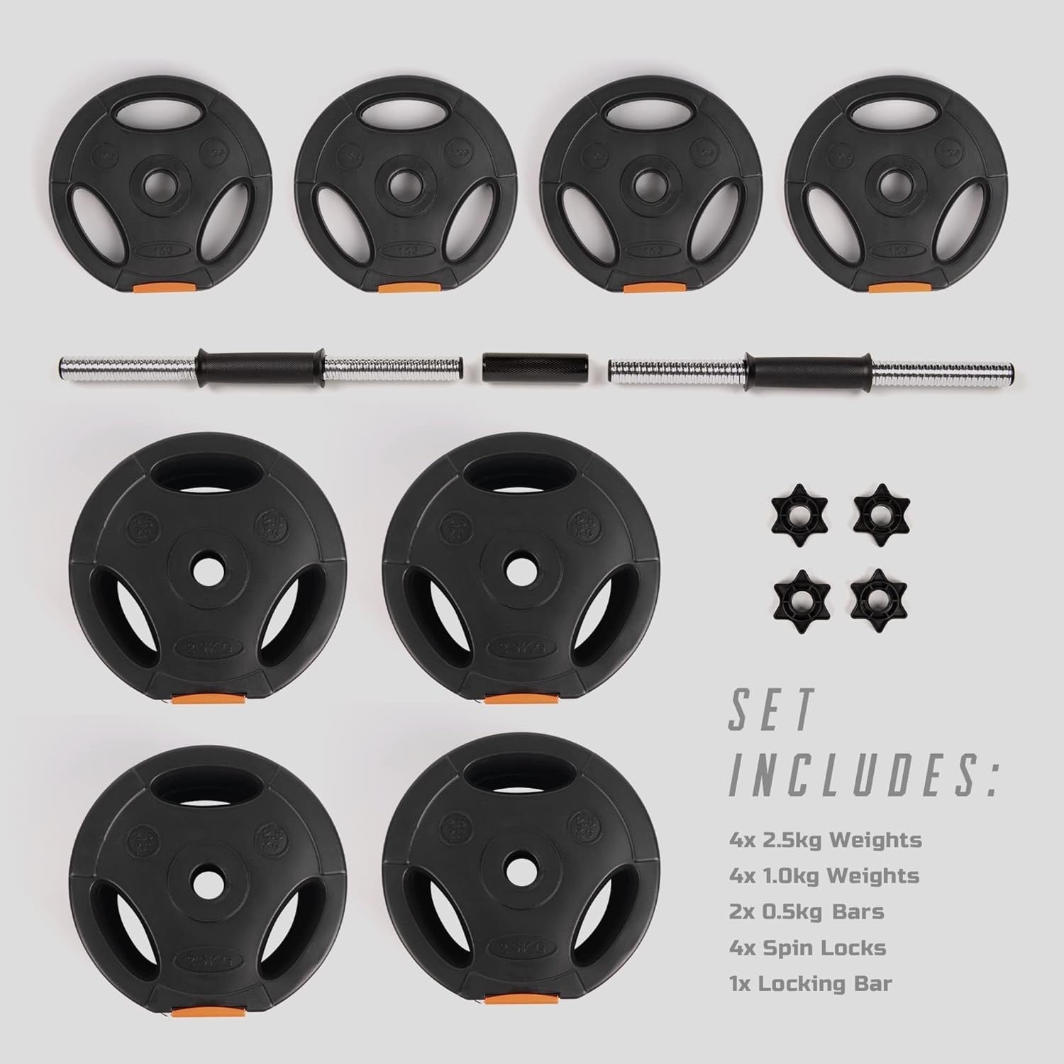 2-in-1 Adjustable Dumbbell Barbell Set Up to 15kg Home Gym Strength Weights