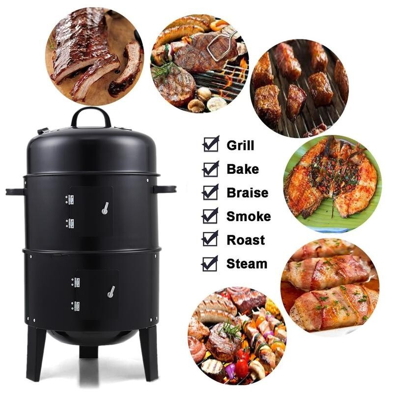 Outdoor BBQ Smoker Grill Barrel Fire Pit – Portable Charcoal Garden Grill