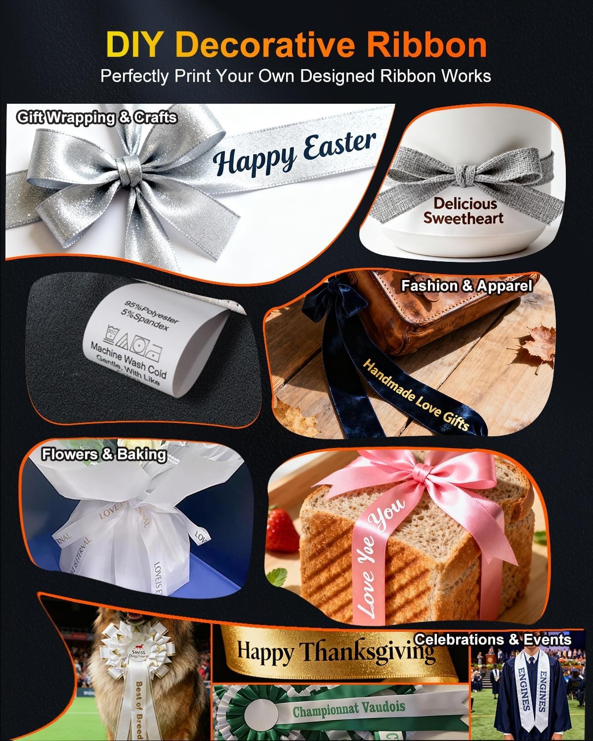 Satin Ribbon Printing Machine Bluetooth 300DPI 2–11cm Width