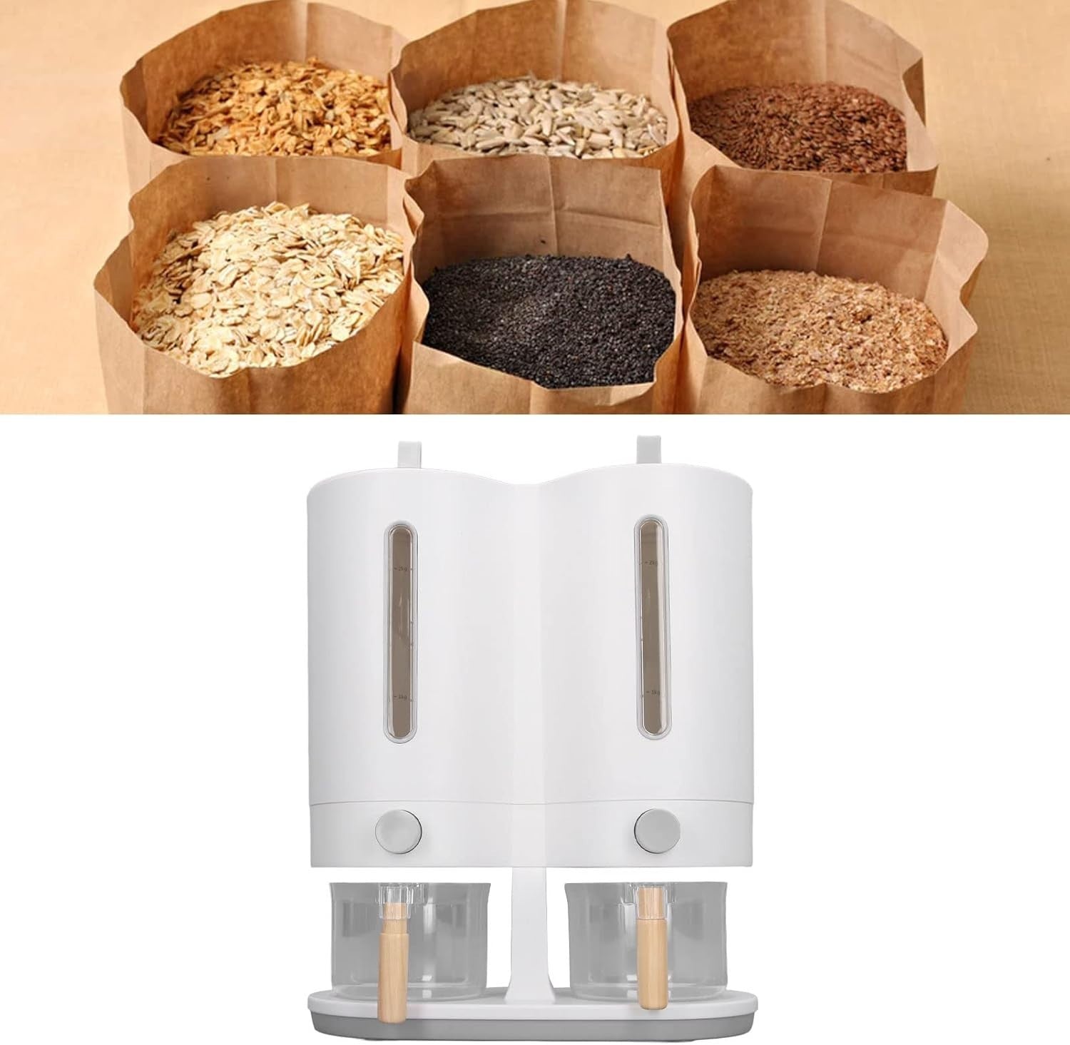11LBS Rice Dispenser 5KG Airtight Grain Storage Bin