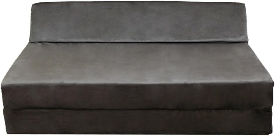 Folding Z Bed Sofa Chair Double Futon Mattress Grey Velvet Guest Bed