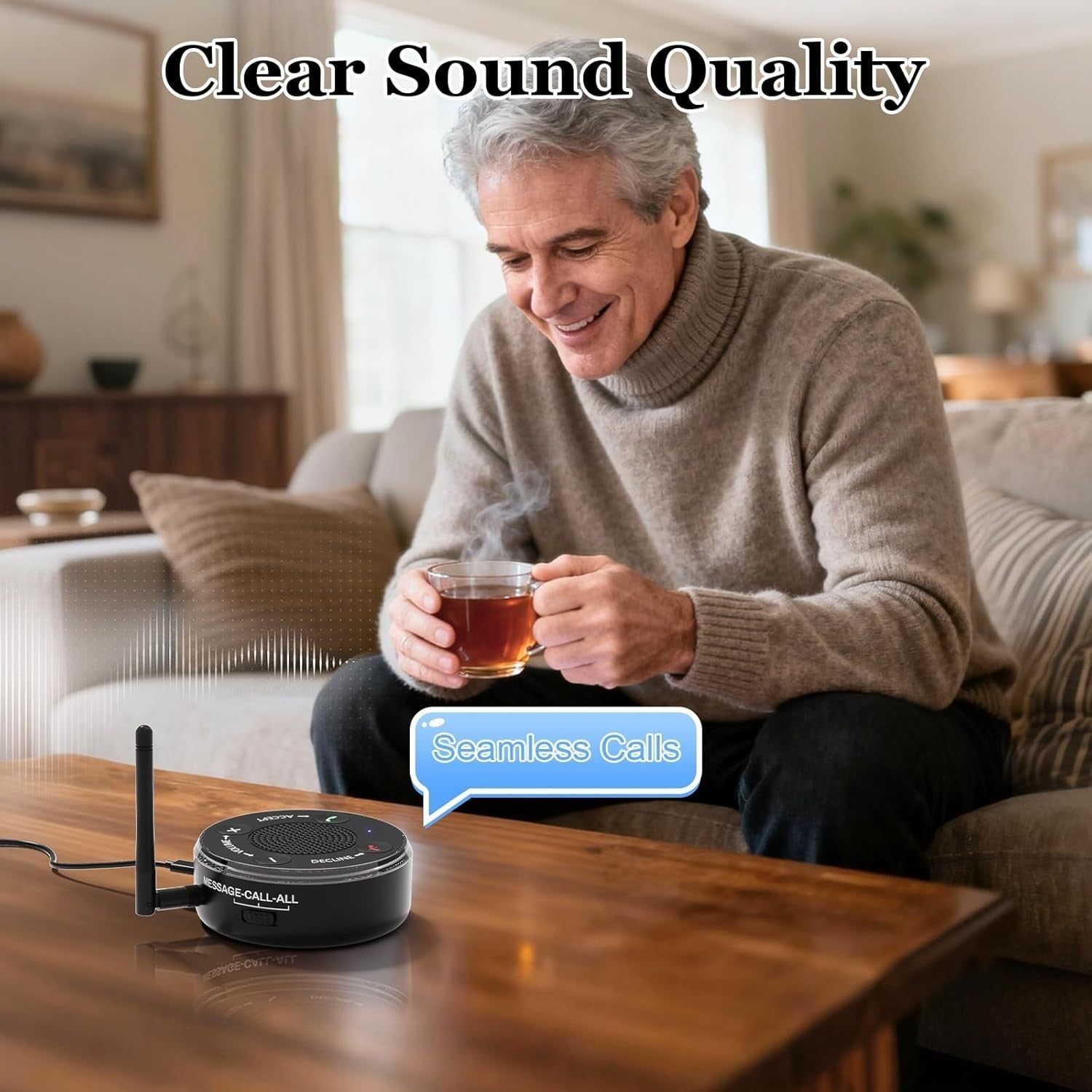 Phone Ringer Amplifier Loud 116dB LED Flash Bluetooth Speaker for Cell Calls