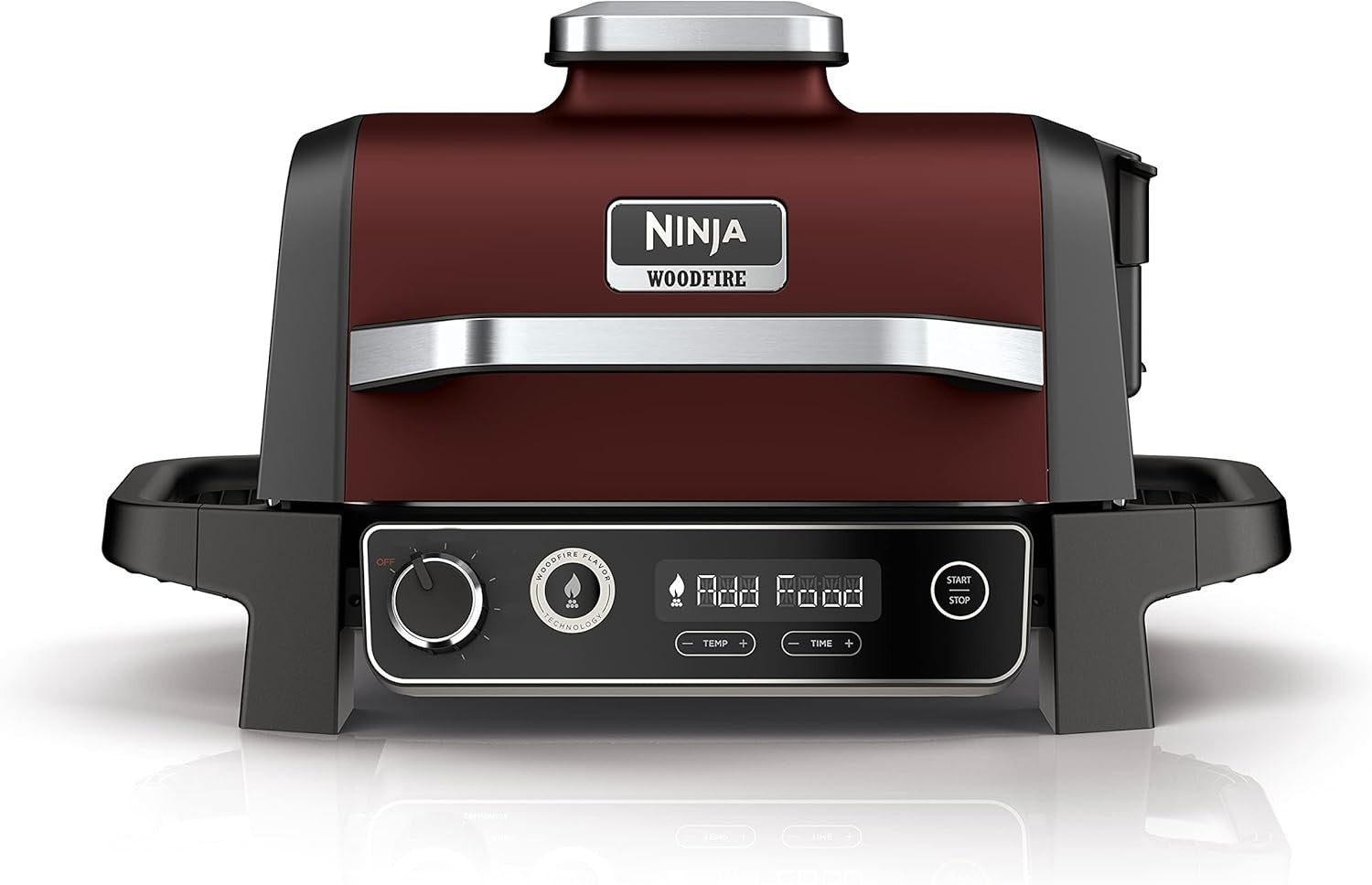 Electric BBQ Grill Smoker Air Fryer 7-in-1 Wood Pellets + Cover Red Black