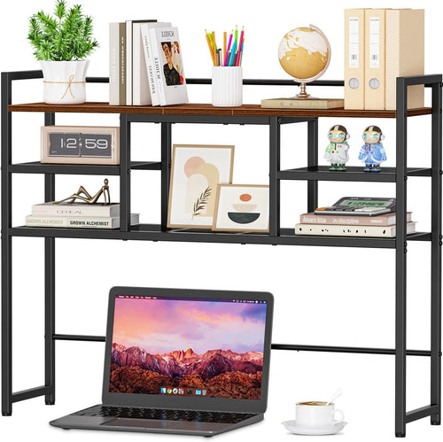 Rustic Desk Hutch Shelf 5-Tier 38.6" Desktop Bookshelf Organizer Storage Rack