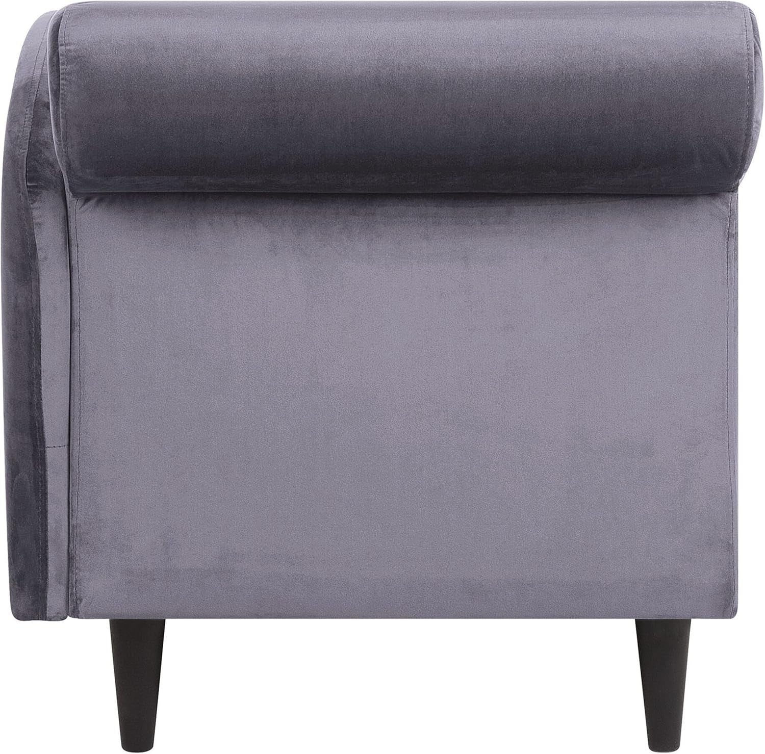 Left Hand Velvet Chaise Lounge w/ Storage Dark Grey Sofa Seat Elegant