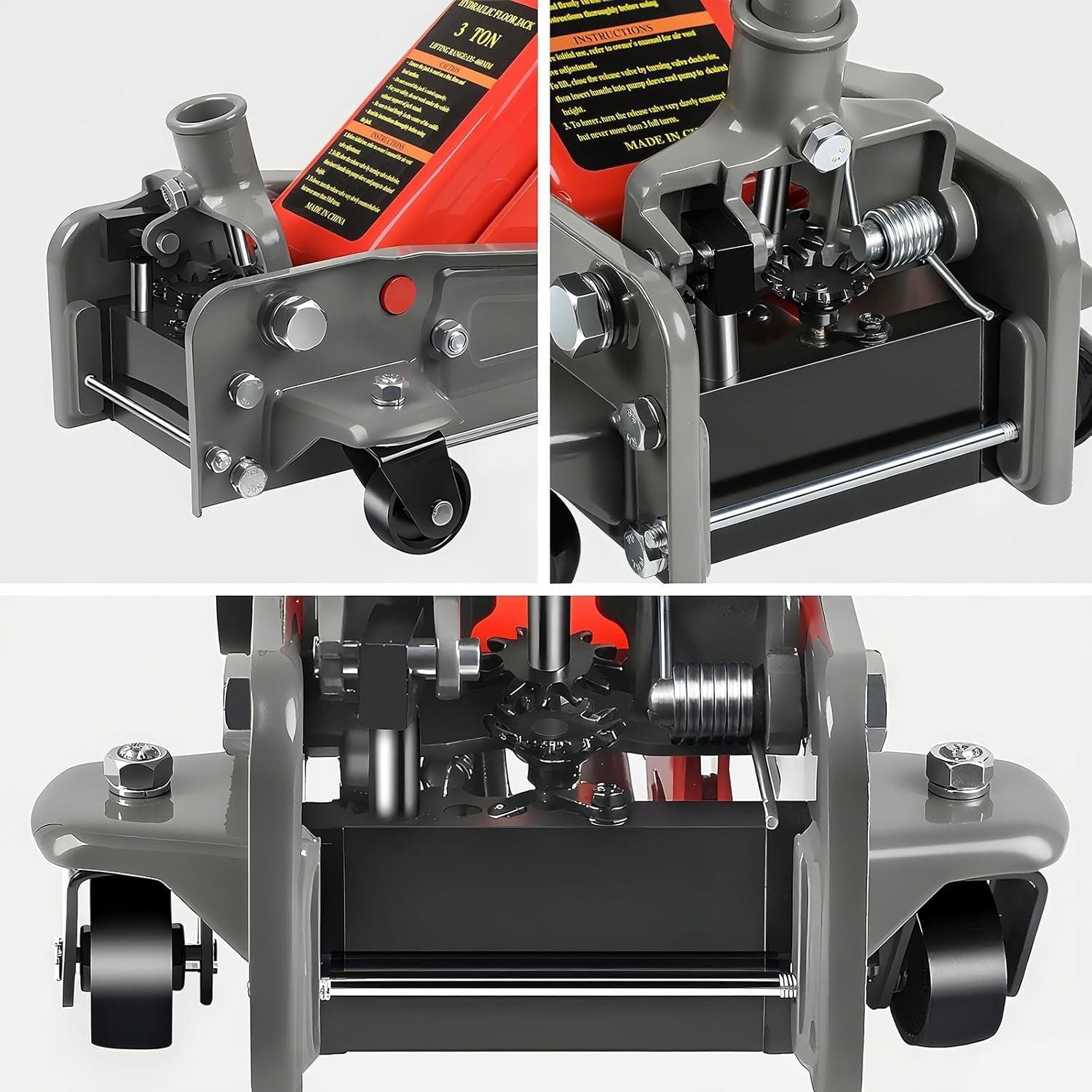 3 Ton Low Profile Hydraulic Trolley Jack 135–460mm Heavy Duty Car Lift Red