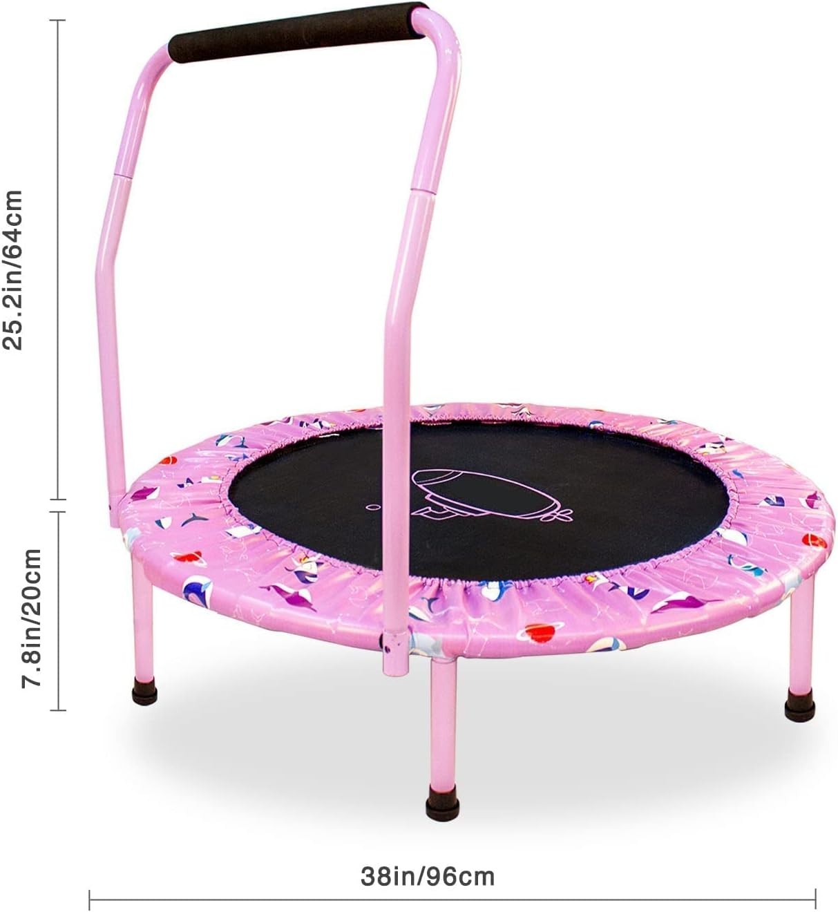 38in Kids Quiet Foldable Rebounder Trampoline Adjustable Handle