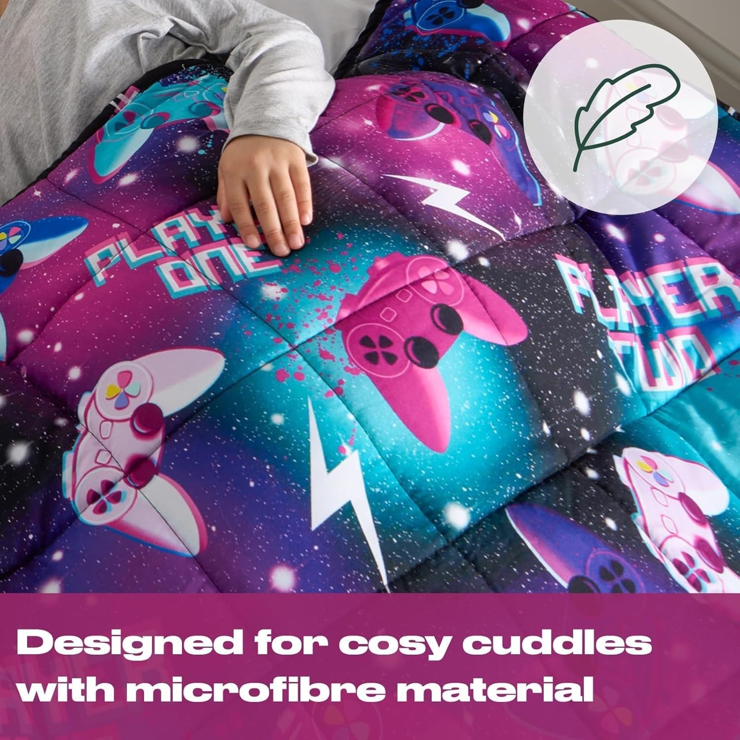 3kg Weighted Blanket 100x150cm Black Gaming Reversible Microfibre Sleep Aid