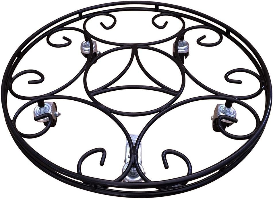 Set of 2 Heavy Duty 22" Metal Plant Pot Caddy with Wheels Black Planter Stand