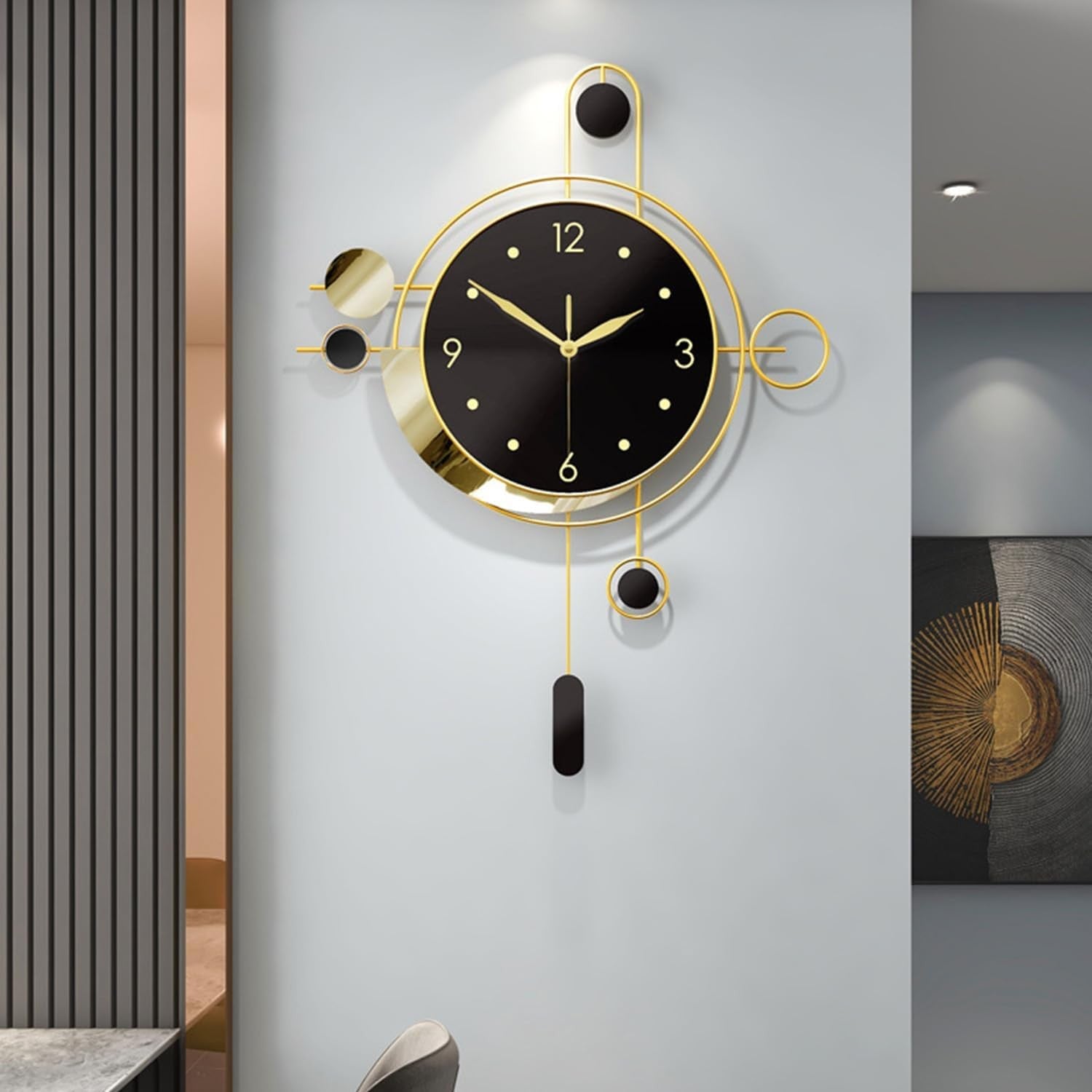 40cm Gold Pendulum Wall Clock – Silent Quartz Modern Decorative Large Design