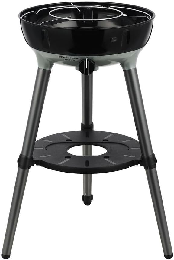 Portable Gas BBQ Grill with Dome Lid Thermometer, Ceramic Chef Pan & Adjustable