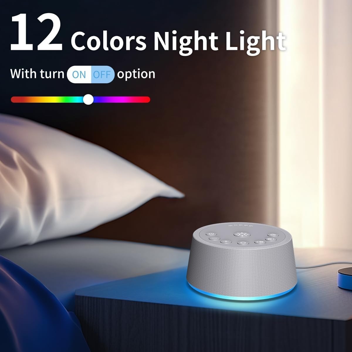 White Noise Sound Machine 25 Soothing Sounds 32 Volume Timer Night Light
