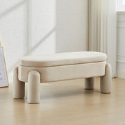 Velvet Upholstered Storage Bench Modern Bedroom Window Seat Khaki